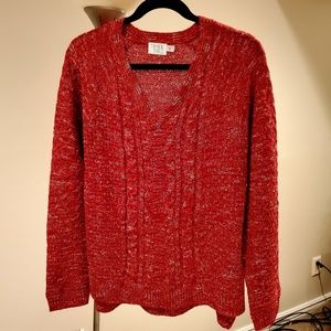 Red w/ white running through -Time & True sweater